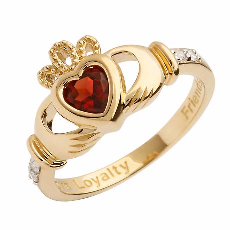 Alternate Image 1 for Irish Ring | 14k Gold Diamond Love Loyalty Friendship Birthstone Claddagh Ring