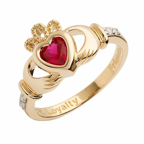 Alternate Image 7 for Irish Ring | 14k Gold Diamond Love Loyalty Friendship Birthstone Claddagh Ring