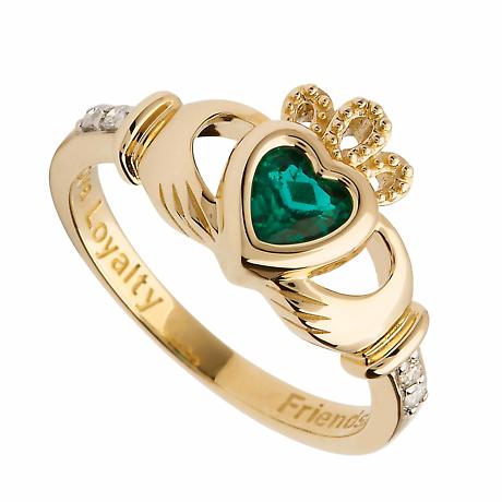 Alternate Image 5 for Irish Ring | 14k Gold Diamond Love Loyalty Friendship Birthstone Claddagh Ring