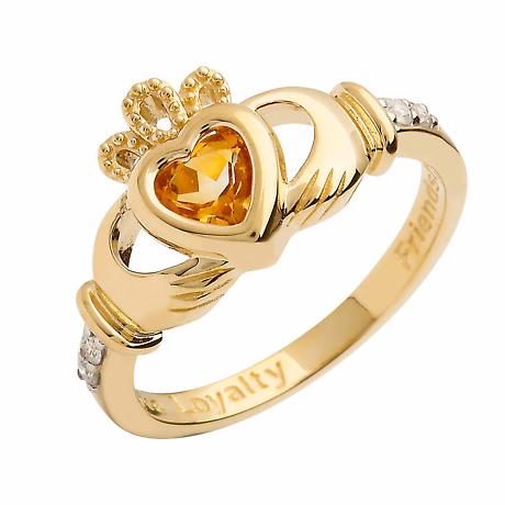 Alternate Image 11 for Irish Ring | 14k Gold Diamond Love Loyalty Friendship Birthstone Claddagh Ring
