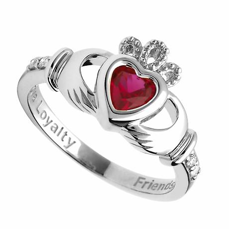 Alternate Image 7 for Irish Ring | 14k White Gold Diamond Love Loyalty Friendship Birthstone Claddagh Ring