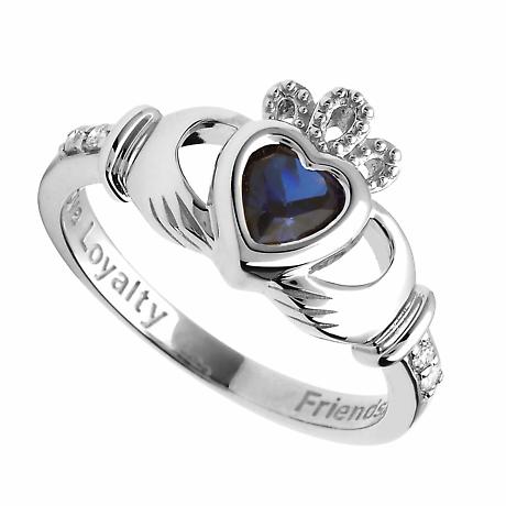 Alternate Image 9 for Irish Ring | 14k White Gold Diamond Love Loyalty Friendship Birthstone Claddagh Ring