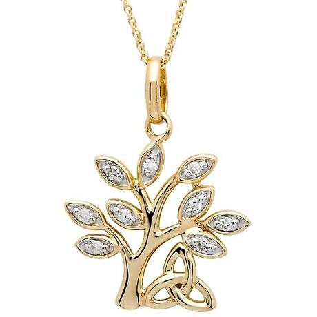 Product Image for Irish Necklace | 14k  Gold Celtic Tree of Life Trinity Knot Diamond Pendant 