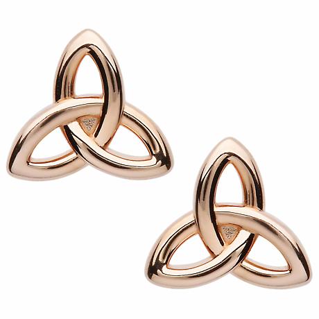 Irish Earrings | Sterling Silver Rose Gold Trinity Knot Stud Earrings