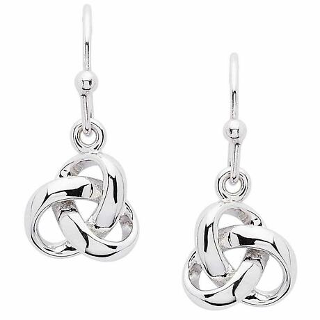 Irish Earrings | Sterling Silver Celtic Trinity Knot Drop Earrings