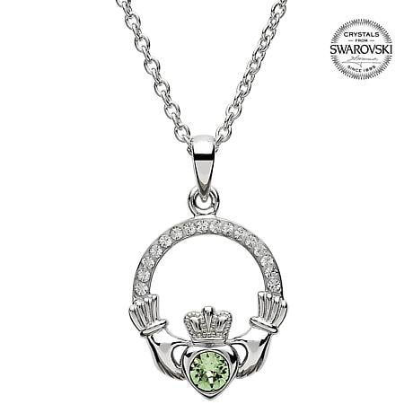 Alternate Image 8 for Irish Necklace | Sterling Silver Claddagh Swarovski Crystal Birthstone Pendant