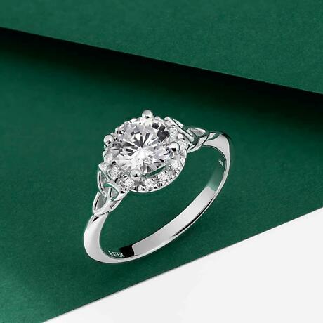 Alternate Image 1 for Irish Engagement Ring | Easnadh 14K White Gold 1ct Diamond Celtic Trinity Knot Ring
