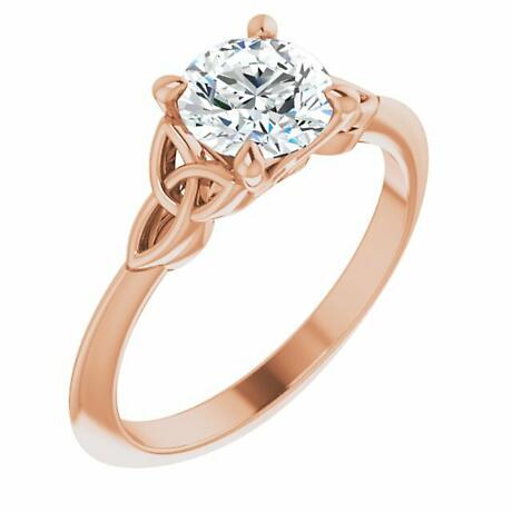 Irish Engagement Ring | Fineamhain 14k Rose Gold 1ct Diamond Solitaire Celtic Trinity Knot Ring 