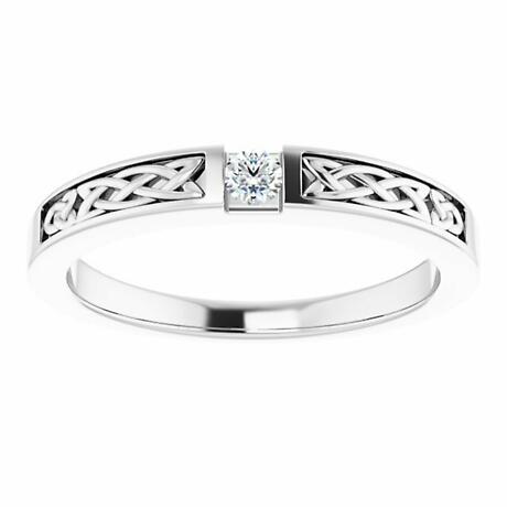 Alternate Image 1 for Irish Ring | Ardghal 14k White Gold Diamond Mens Narrow Celtic Knot Ring 