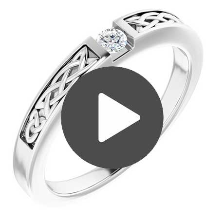 Product Video for Irish Ring | Ardghal 14k White Gold Diamond Mens Narrow Celtic Knot Ring 