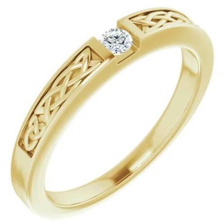 Product Image for Irish Ring | Aodh 14k Yellow Gold Diamond Mens Narrow Celtic Knot Ring 
