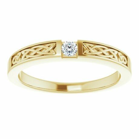 Alternate Image 1 for Irish Ring | Aodh 14k Yellow Gold Diamond Mens Narrow Celtic Knot Ring 