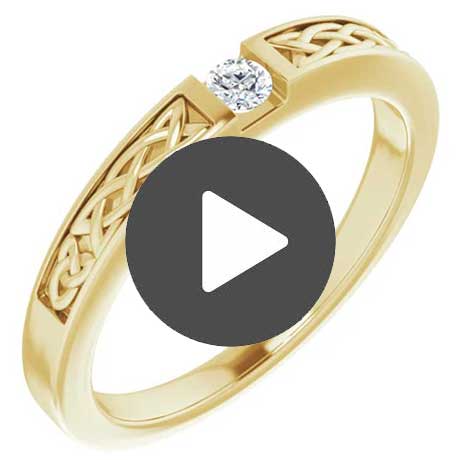 Product Video for Irish Ring | Aodh 14k Yellow Gold Diamond Mens Narrow Celtic Knot Ring 