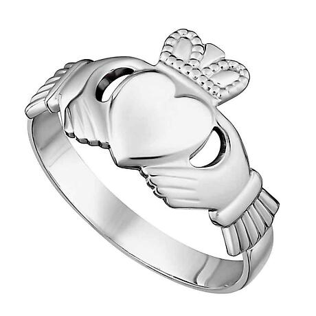 Claddagh Ring - Men's Sterling Silver Puffed Heart Claddagh