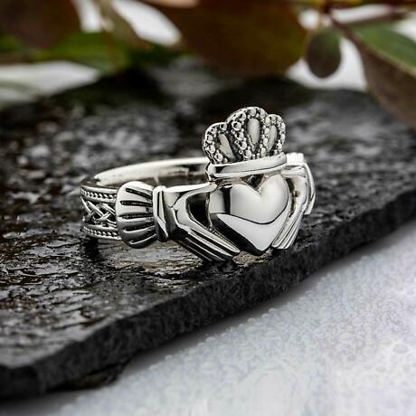 Alternate Image 1 for Mens Irish Jewelry | Sterling Silver Celtic Claddagh Ring