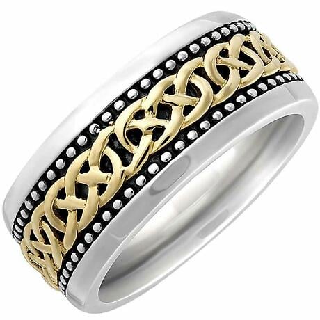 Product Image for Irish Rings | 10k Gold & Sterling Silver Oxidized Large Celtic Knot Ring