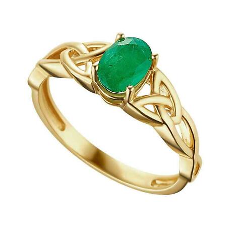 Product Image for Irish Ring | 14k Gold Emerald Celtic Trinity Knot Ring