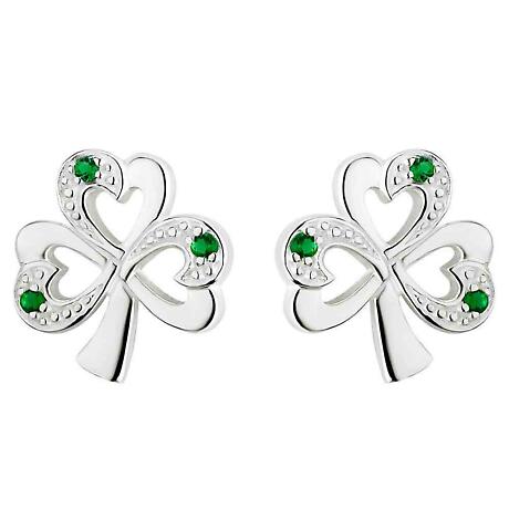 Product Image for Sterling Silver Shamrock Green Stone Earrings