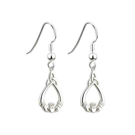 Celtic Earrings - Sterling Silver Claddagh Trinity Knot Earrings