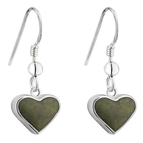Irish Earrings | Sterling Silver Connemara Marble Heart Earrings