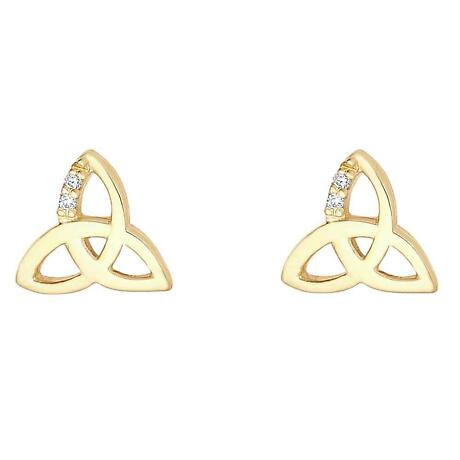 Product Image for Irish Earrings | 10k Gold Crystal Trinity Knot Stud Earrings
