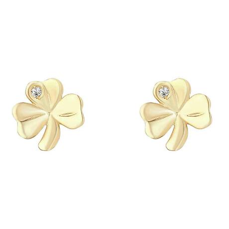 Product Image for Irish Earrings | 10k Gold Crystal Shamrock Stud Earrings