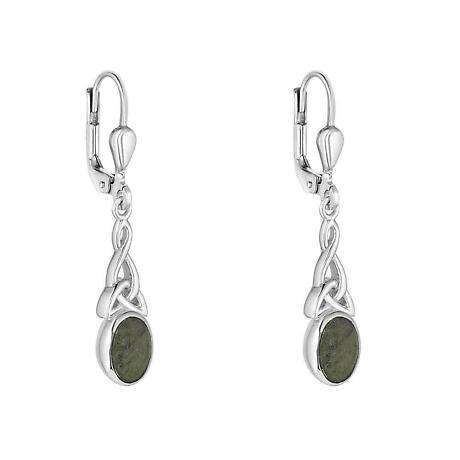 Product Image for Irish Earrings | Connemara Marble Drop Celtic Trinity Knot Earrings