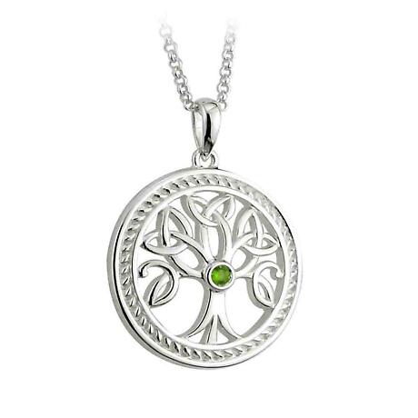 Celtic Pendant - Sterling Silver Tree Of Life Trinity Knot Pendant with Chain
