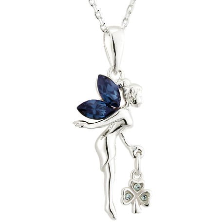Product Image for Irish Necklace | Sterling Silver Crystal Fairy Shamrock Pendant