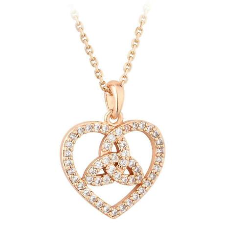 Trinity Knot Pendant - Irish Rose Gold Plated Crystal Necklace