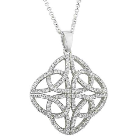 Celtic Pendant - Sterling Silver Crystal Trinity Knot Irish Necklace