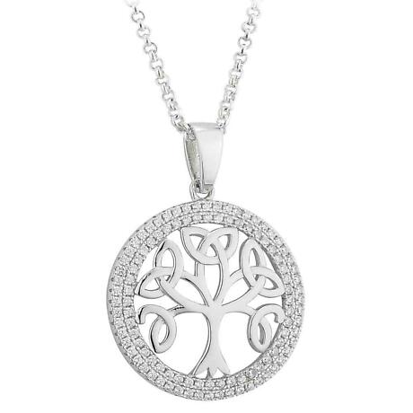 Product Image for Celtic Pendant - Tree of Life Sterling Silver Crystal Irish Necklace
