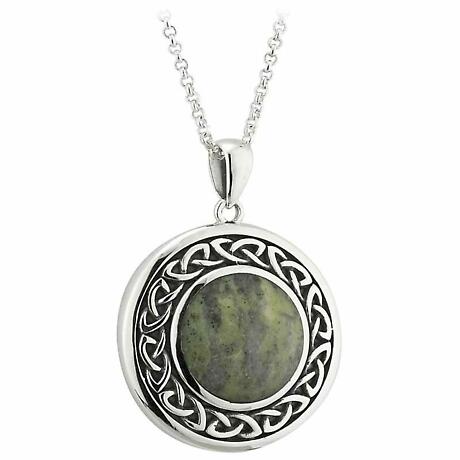 Product Image for Irish Necklace | Connemara Marble Sterling Silver Celtic Knot Pendant