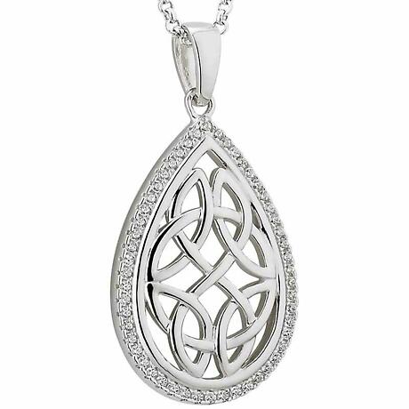 Product Image for Celtic Necklace - Sterling Silver Oval Trinity Knot Irish Pendant