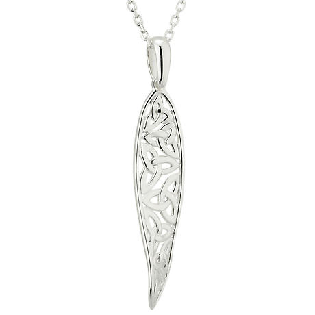 Product Image for Celtic Necklace - Sterling Silver Long Irish Trinity Knot Drop Pendant