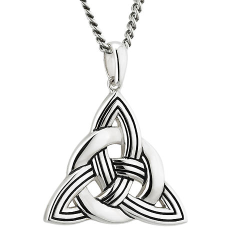 Irish Necklace | Sterling Silver Large Heavy Trinity Celtic Knot Pendant