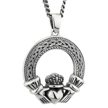 Product Image for Mens Irish Jewelry | Sterling Silver Celtic Claddagh Pendant