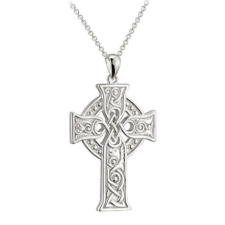 Irish Necklace | Sterling Silver Book of Kells Apostles Celtic Cross Pendant