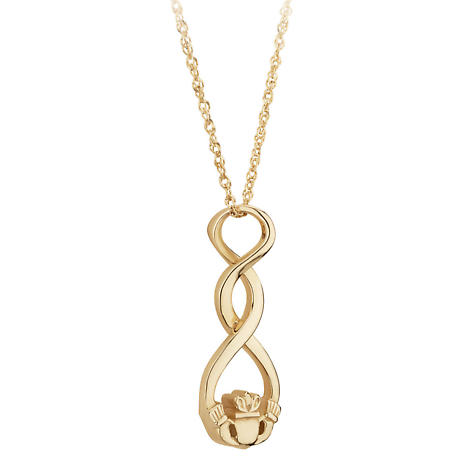 Irish Necklace | 9k Gold Celtic Twist Claddagh Pendant