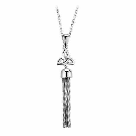Product Image for Irish Necklace | Sterling Silver Tassel Trinity Knot Pendant