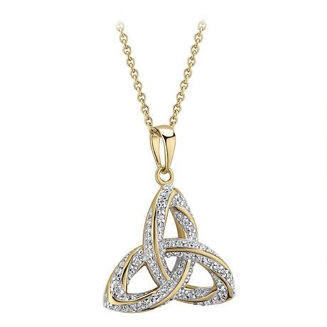 Product Image for Irish Necklace | Vermeil Gold Overlay Silver Crystal Celtic Trinity Knot Pendant