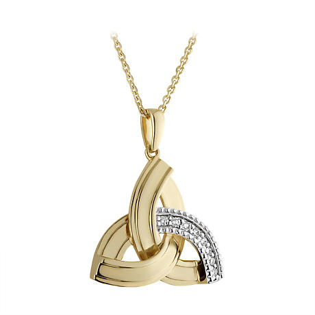 Product Image for Irish Necklace | 14k Gold Diamond Celtic Trinity Knot Pendant