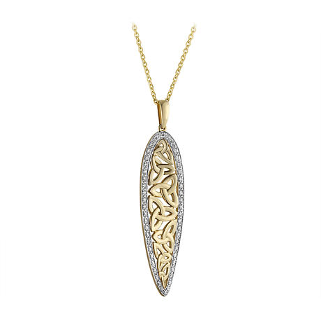 Irish Necklace | 14k Gold Diamond Celtic Trinity Knot Twist Pendant