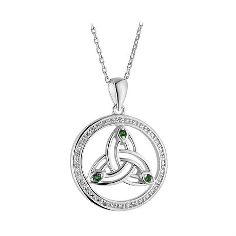 Product Image for Irish Necklace | Sterling Silver Crystal Round Celtic Trinity Knot Pendant