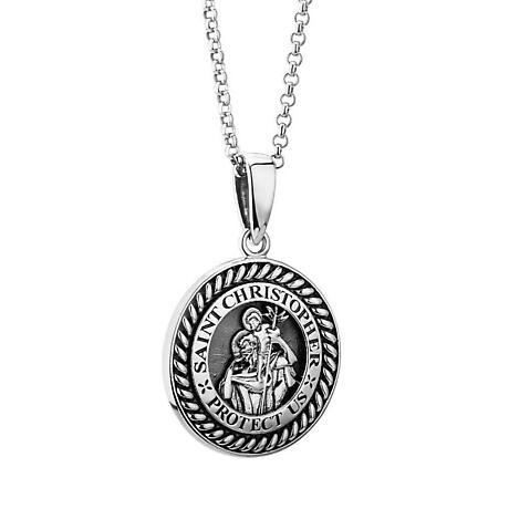 Irish Necklace | Sterling Silver Celtic Saint Christopher Medal