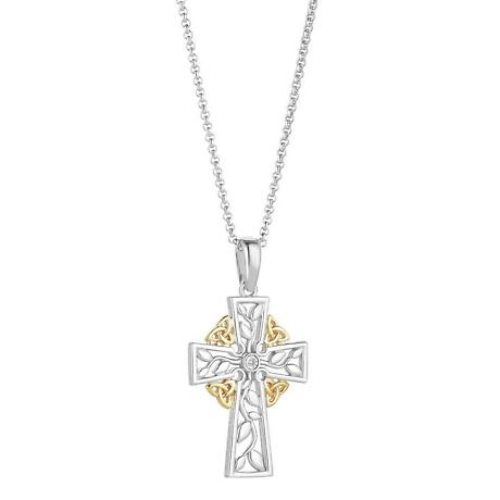 Product Image for Irish Necklace | 10k Gold Trinity Knots Tree of Life Diamond Celtic Cross