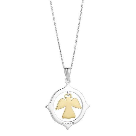 Irish Necklace | Sterling Silver Gold Plated Floating Angel Pendant