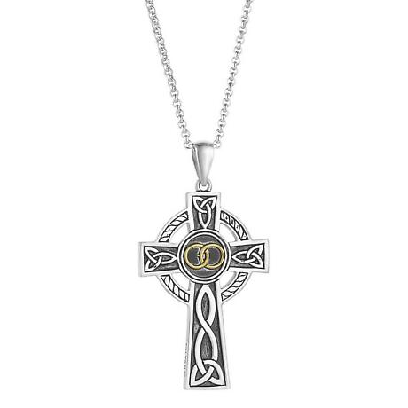 Irish Necklace | Sterling Silver Wedding Celtic Cross Pendant Large