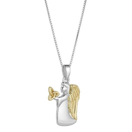 Irish Necklace | Sterling Silver Gold Plated Angel Trinity Knot Pendant