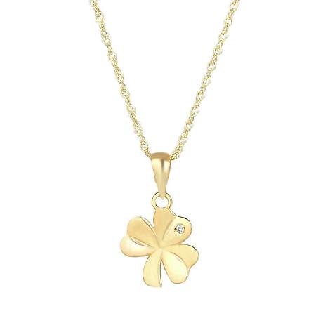 Irish Necklace | 10k Gold Crystal Shamrock Pendant